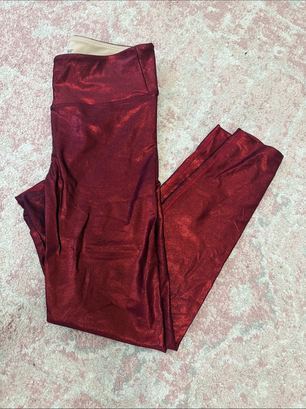 Heroine Sport Metallic Burgundy High-Waist Leggings